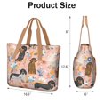 thumbnail image 3 of Tote Bag for Women - Dachshund and Flower Shoulder Bag - Large Utility Work Duffle Bag with Zipper Handbag for Travel, Work, Sprots, 3 of 5