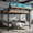 Natural, variant on Queen over Queen Metal Bunk Bed with Storage Shelves, USB Ports & LED Lights, Space-Saving Frame for Adults, Black