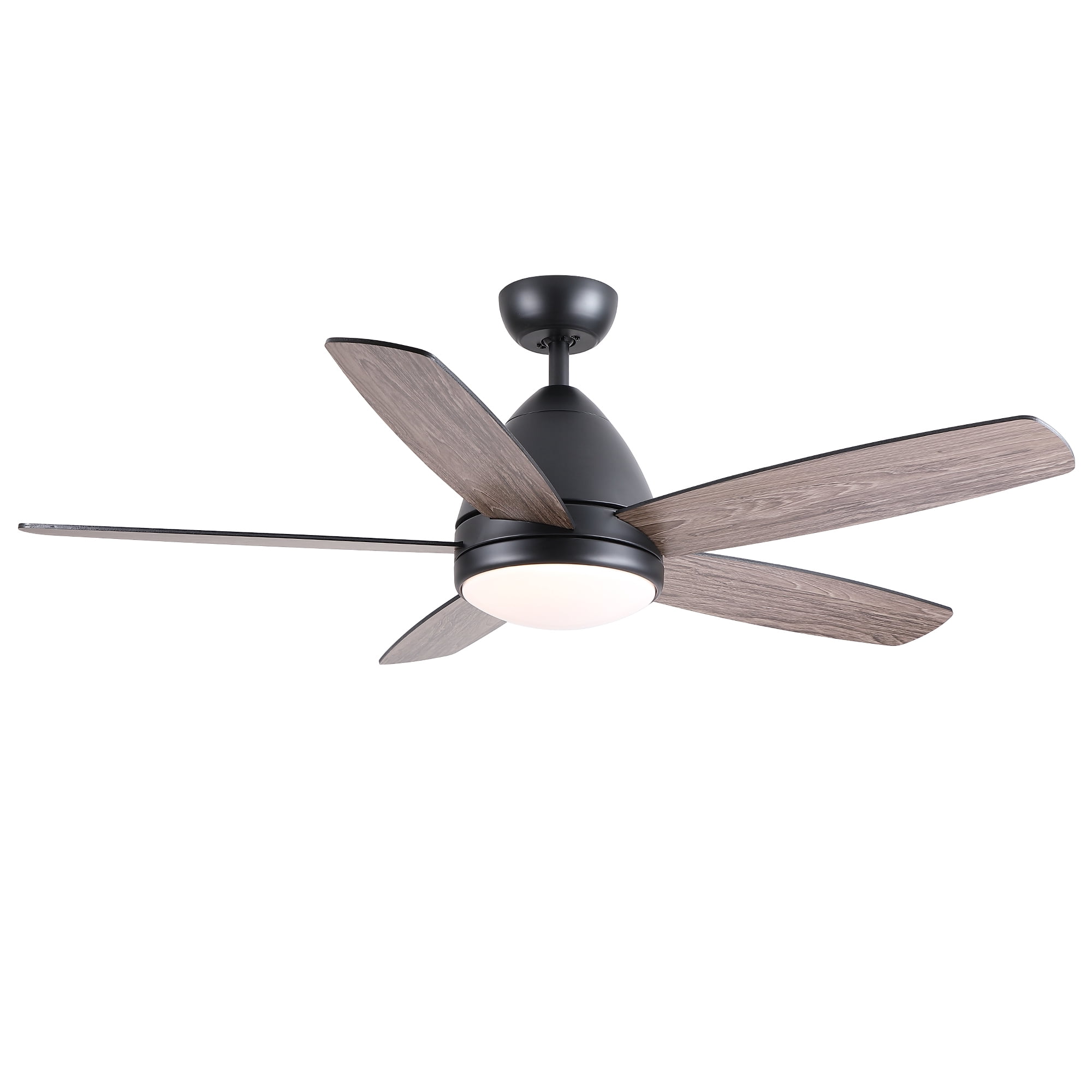 Leumius 52" Black Ceiling Fan with Intergrated LED Light Kit, Remote Control, 5 Plywood Blades and Work with Smart APP for Living Room Bedroom