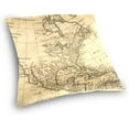 thumbnail image 3 of Old Map North American Velvet Plush Throw Pillow Cushion Case Cover - 16" x 16" - Invisible Zipper Home Decor Floral for Couch Sofa No Pillow Insert, 3 of 5