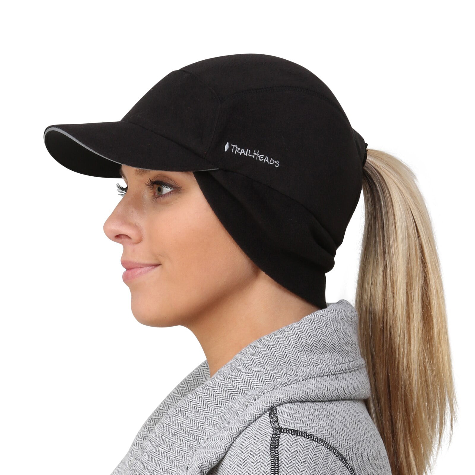 TrailHeads Women's Microfleece Ponytail Hat black swirl