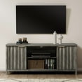 thumbnail image 5 of ARKANTOS Mid-Century Modern TV Stand for TVs up to 75 inch, Wave Pattern Doors and Open Shelves, Charcoal Oak, 5 of 10