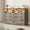 Gray, variant on Senfot Chests of Drawers, 55" Wide Dresser with 2 Open Storage, Closet Organizer TV Stand,Wooden 6 Drawer Dresser for Bedroom with Led Light and Charging Station,for Bedroom, Living Room, White