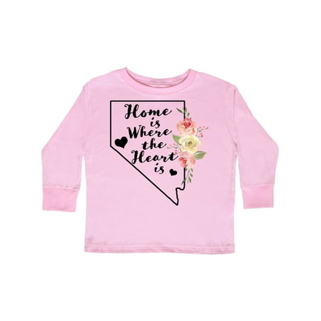 

Inktastic Nevada Home is Where the Heart is with Watercolor Floral Gift Toddler Boy or Toddler Girl Long Sleeve T-Shirt