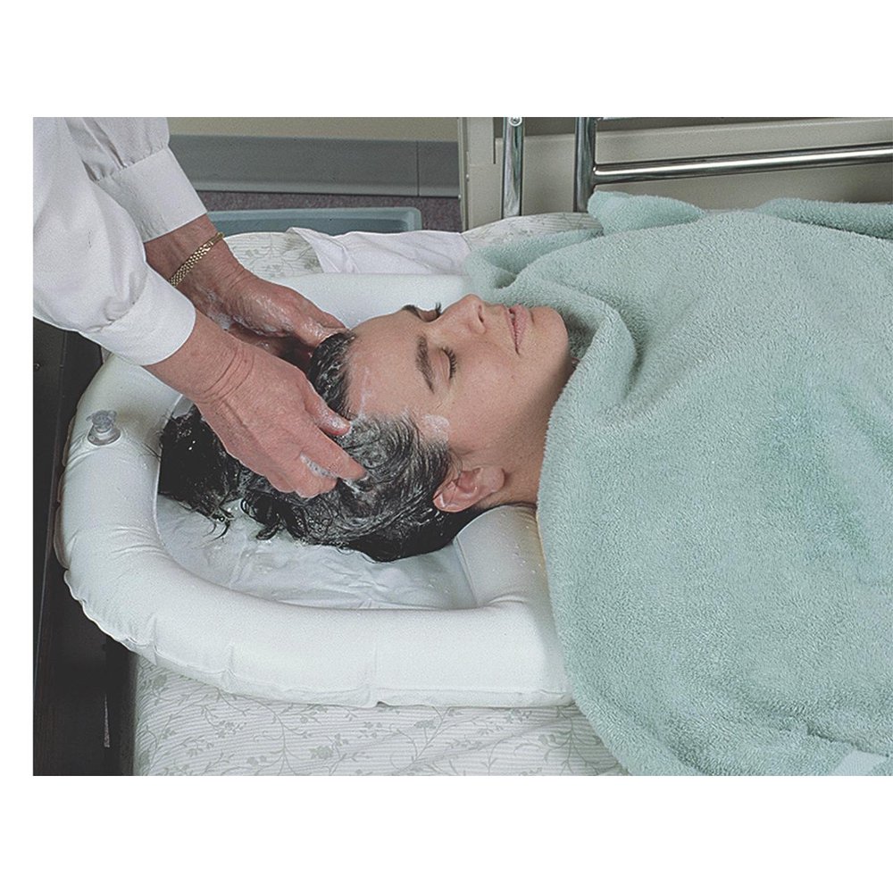 Inflatable shampoo basin, crescent