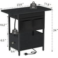 thumbnail image 3 of Small Side Table with Charging Station, Narrow Nightstand Bedside Tables with Storage Pocket for Living Room Bedroom, Sofa End Table with USB Ports and Power Outlets for Small Spaces, 3 of 14