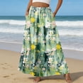 thumbnail image 2 of LWavelet Women's Vintage Floral Print Tiered Maxi Skirt, Elastic Waist with Pockets, Boho Spring & Easter Long Skirt Mint Green XL, 2 of 6