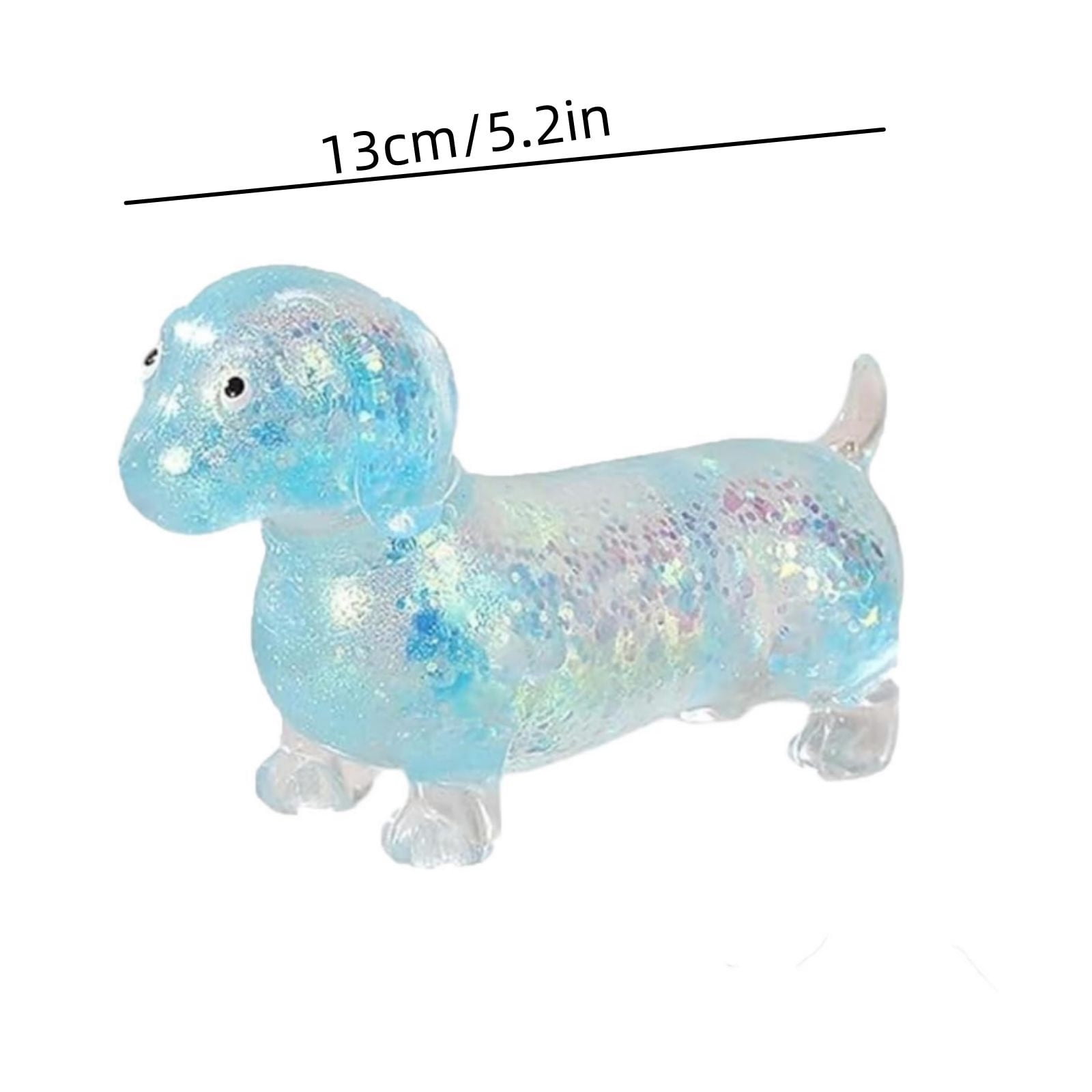 Dachshund Squeeze Stress, Weiner Dog Dumpling Butter Squishies Mystery Glitter Slow Rising, Blue Sparkly Sausage Dogs Gel Relief Ball Cute Soft Sparkling Weenie Sensory (Blue)