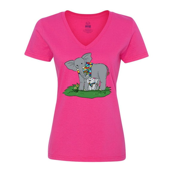 Inktastic Autism Support Elephants Women's V-Neck T-Shirt