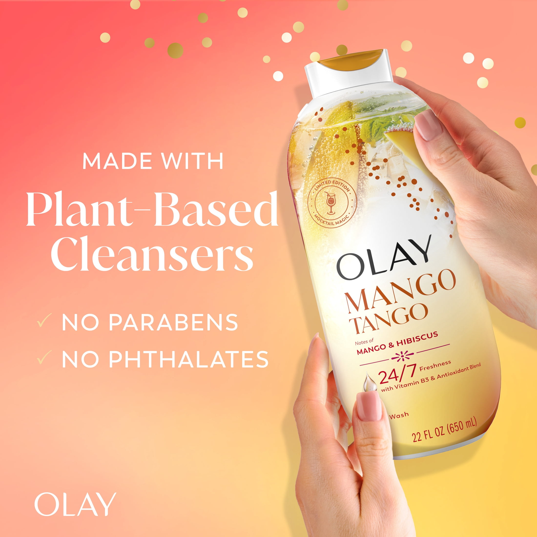 Olay Mango Tango Body Wash with Notes of Mango and Hibiscus, Vitamin B3 and Antioxidant Blend, 22oz