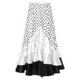 thumbnail image 3 of Sholeno Kids Girls Spanish Flamenco Dance Skirts Polka Dot Ruffle Long Mexican Folklorico Dancewear White 16, 3 of 6