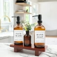 thumbnail image 7 of Brown Soap Dispenser Set with Wooden Tray – 2-Piece Bathroom Countertop Organizer – Farmhouse Modern Decor – Pump Bottle for Hand Soap/Lotion, 7 of 7