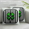 thumbnail image 3 of COMIO St Patricks Day Clover Black Stripes Throw Pillow Cover, Shamrock Cushion Case Decoration for Sofa Couch, 3 of 5