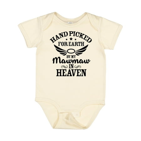 

Inktastic Handpicked for Earth by My Mawmaw in Heaven with Angel Wings Gift Baby Boy or Baby Girl Bodysuit