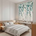 thumbnail image 3 of Teal Green Eucalyptus Kitchen Curtains 63 Inch Length, Farmhouse Weeping Leaves Linen Tiers Curtains for Living Room Berdoom Bathroom, Light Filtering Drapes Window Treatment 2 Panels 42"Wx63"L, 3 of 8