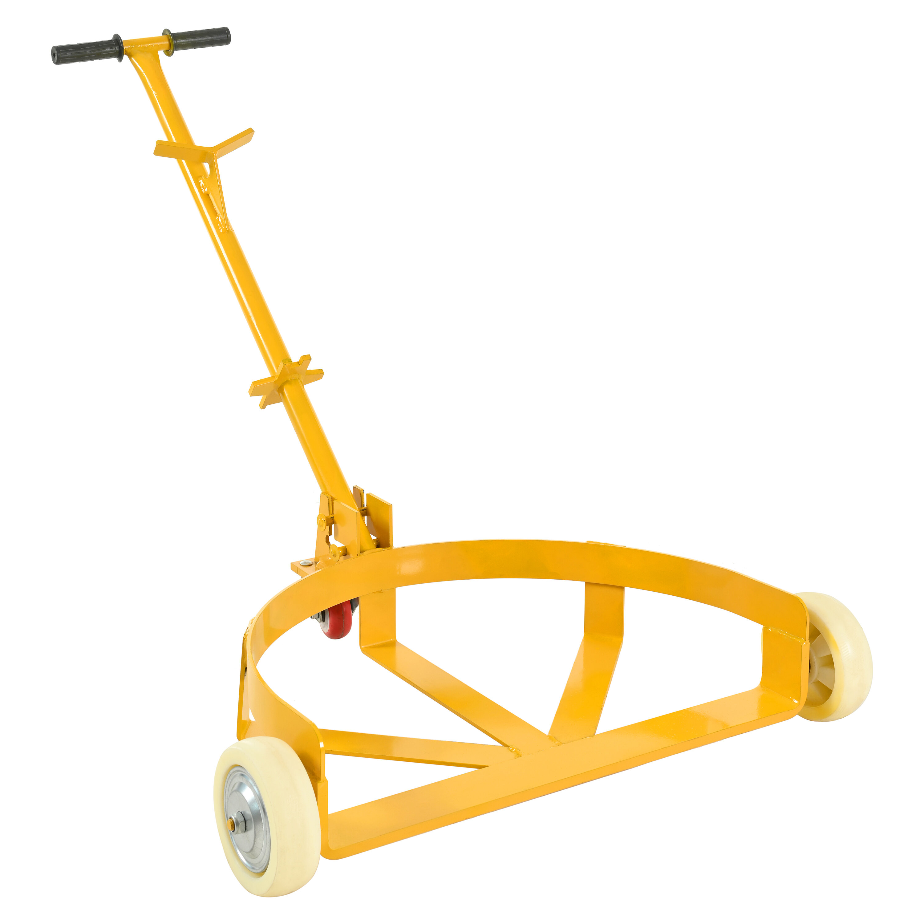 Dolly, 55 Gallon Drum Dolly, 1200lbs capacity, with 2 fixed PU Wheels and 1 swivel wheel - Low Profile Steel Oil Drum Caddy Oil Barrel Drum Roller Hand Cart, Yellow Hand Truck,Steel Furniture Dolly