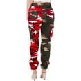 thumbnail image 4 of Red Fox Women's Casual Belted High Waist Camouflage Military Cargo Joggers - Red/Olive Camo Color Block, Large, 4 of 7
