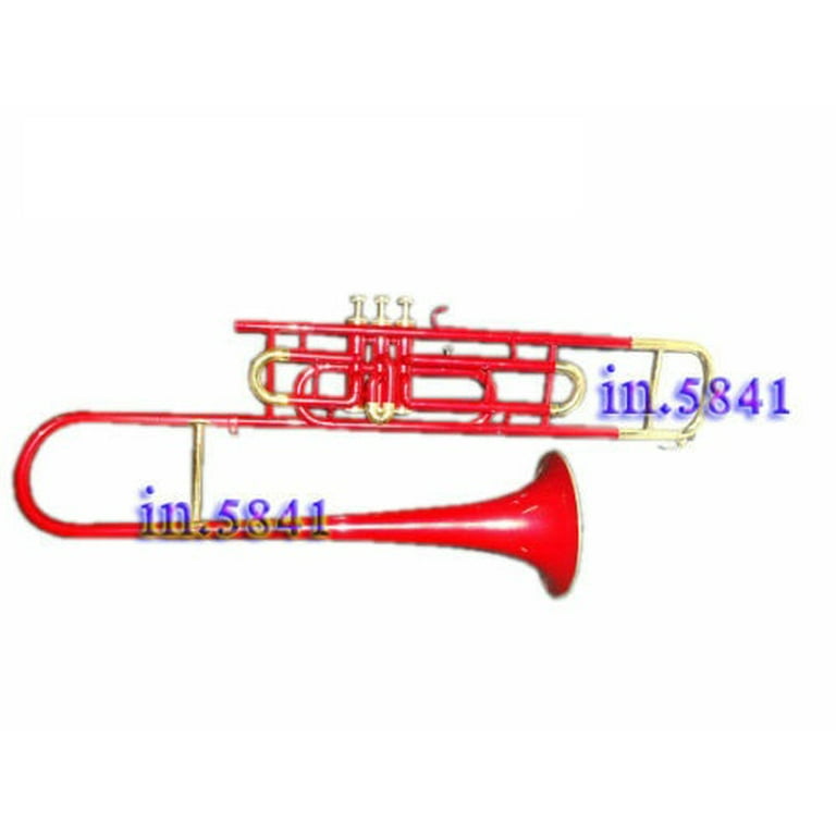 Bb Low Pitch Brass Musical Instrument Valve Trombone RED With Cushioned  HardCase 