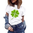 thumbnail image 3 of BLVB St. Patrick's Day Shirts for Women Cute Shamrock Clover Graphic Tee Shirts Short Sleeve Crewneck Gift Tops Blouse White 7, 3 of 4