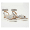 Marc Fisher Leather or Suede Cross Strap Wedges- Jovana Light Grey 6 M