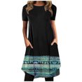 thumbnail image 2 of SMihono Robe d'Été pour Femmes 2024 Grande Taille Décontractée Col Rond Imprimé Manches Courtes avec Poche en Liquidation à Moins de 10!, 2 of 5