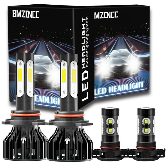 4pcs 9012 H16 LED Headlight Bulbs Combo Kit High/Low Beam Fog Light 200W 11000LM 6000K  White
