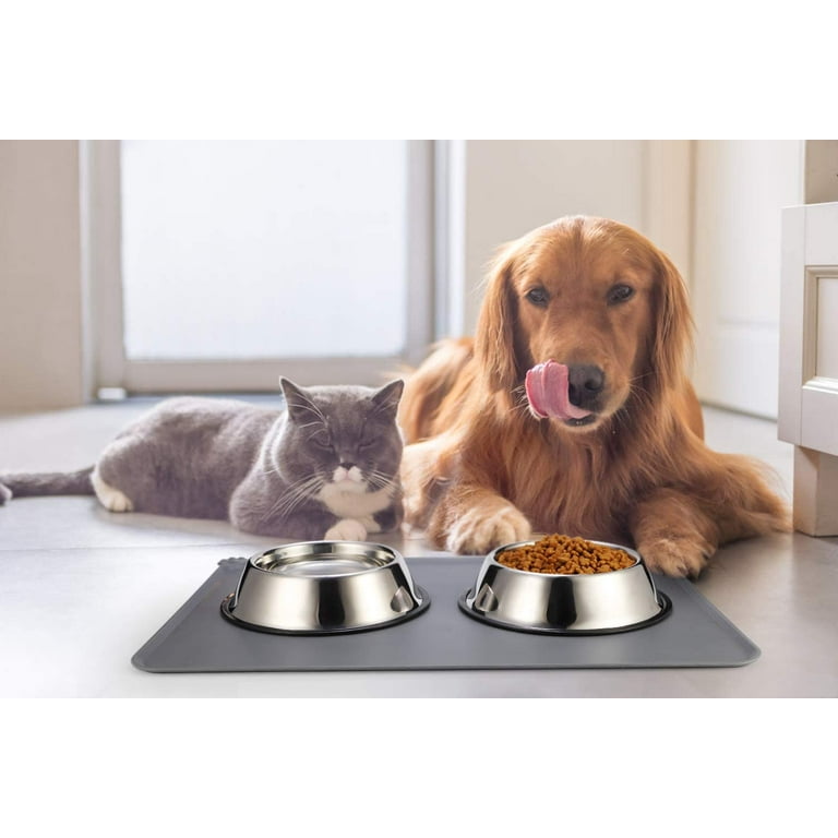 AsFrost Dog Food Bowls Stainless Steel Pet Bowls & Dog Water Bowls with  No-Spill and Non-Skid, Feeder Bowls with Dog Bowl Mat for Small Medium Large  Dogs Cats Pets 1 Cup/12 oz