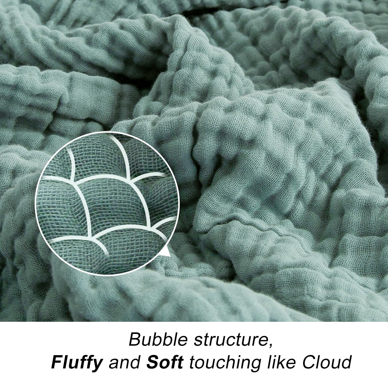 Cotton Blanket Xl For Bed Soft Muslin Blankets 66"x90" Lightweight Breathable Layering Bedspread Coverlet All Season Gauze  Teal