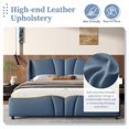 thumbnail image 3 of Queen Size Upholstered Bed Frame Modern Wingback Headboard Wavy Footboard Platform Bed No Box Spring Needed for Bedroom, Antique Blue, 3 of 14