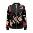 thumbnail image 4 of Jacket for Women Fall Feather Floral Print Baseball Vintage Long Sleeve Zipper Bomber Trendy Outwear, 4 of 4