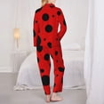 thumbnail image 5 of Kll Ladybug Pattern Print Women'S Long Sleeve Pajamas With Pants Sleepwear Loungewear 2 Set-Medium, 5 of 9