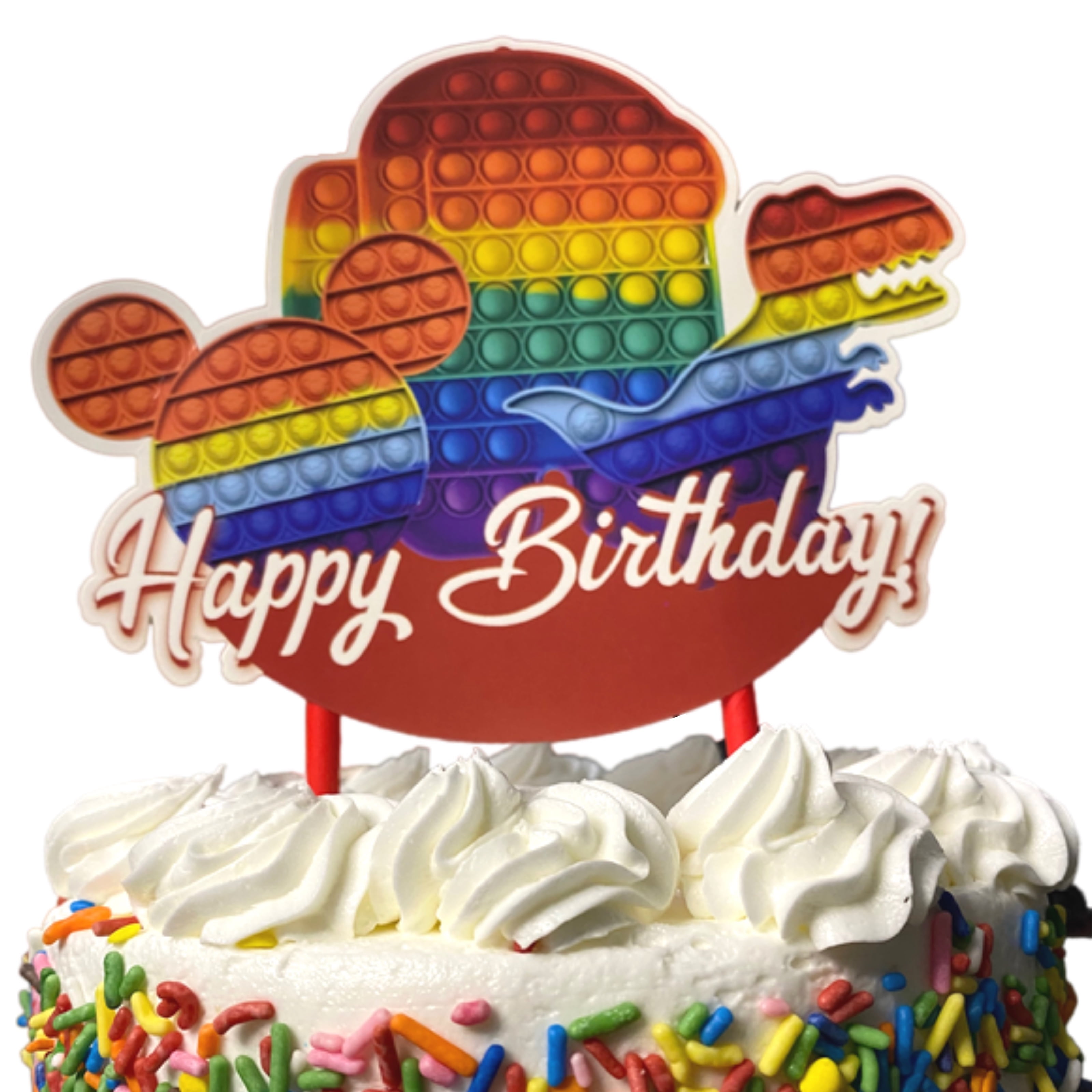 Whimsical Factor – Red Paper Happy Birthday Cake Topper Bubble Pop Fidget