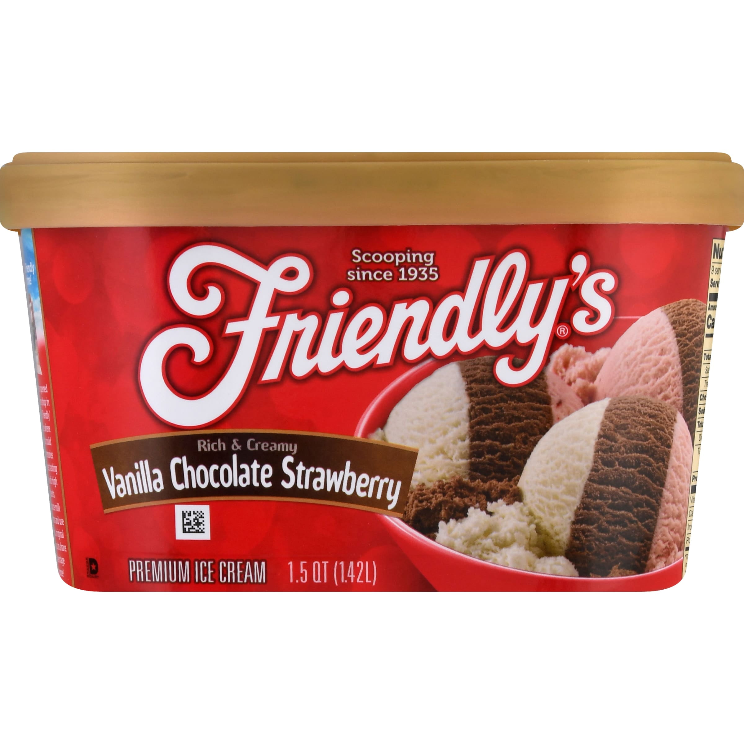 Friendly's Rich and Creamy Vanilla, Chocolate and Strawberry Ice Cream Tub - 1.5 Quart