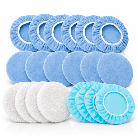 20 Pieces Car Orbital Buffer Polisher Pad Buffing Pads 5-6 inch Bonnet Microfiber Max Bonnet Polishing Buffing Pad Cover for Cleaning and Polishing