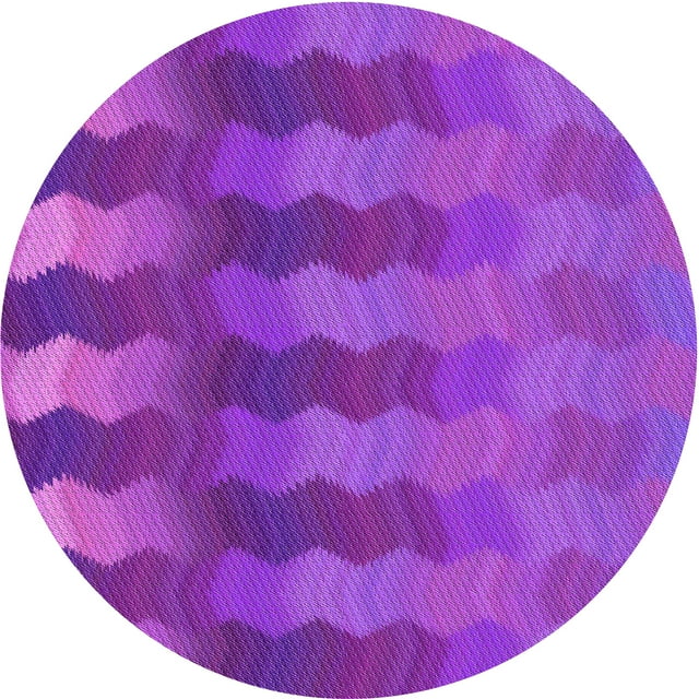 Ahgly Tapis Rond Lavable en Machine Intérieur Transitionnel Néon Rose Violet, 7 Pieds Rond