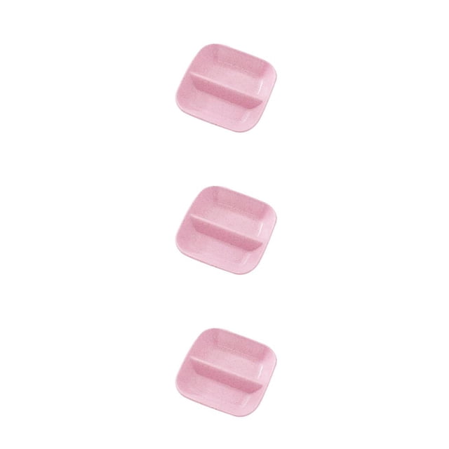 bedienty Square Divided Seasoning Dishes Table Sauce Container Kitchen Cutlery Snack Plate for sushi Dumpling pink 3Set