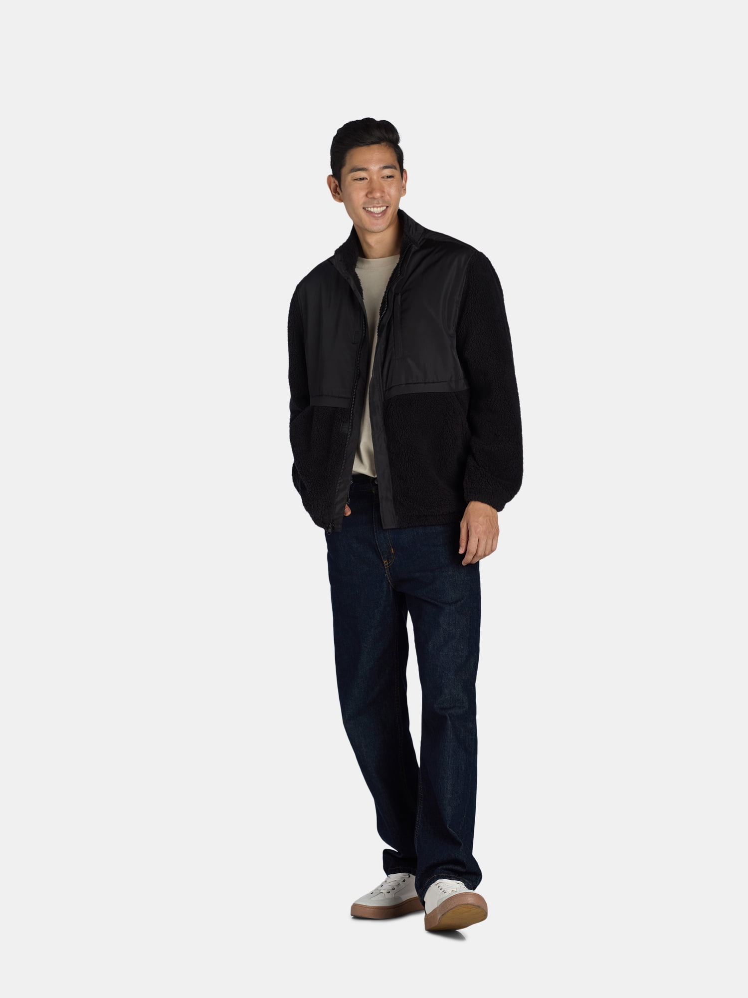 ANDE Men's High Pile Fleece and Nylon Zip Jacket, Sizes S-3X