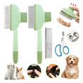 thumbnail image 2 of Cepillo Peine Para Perro Gato Mascotas Quitar Exceso De Pelo,4 Piezas Malubero, Verde Claro, 2 of 5
