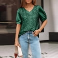 thumbnail image 6 of Laqbezok Women V-Neck Sequin Sparkly Velvet Short Puff Sleeve Party Top Fashion Sparkle Outfit, 6 of 6