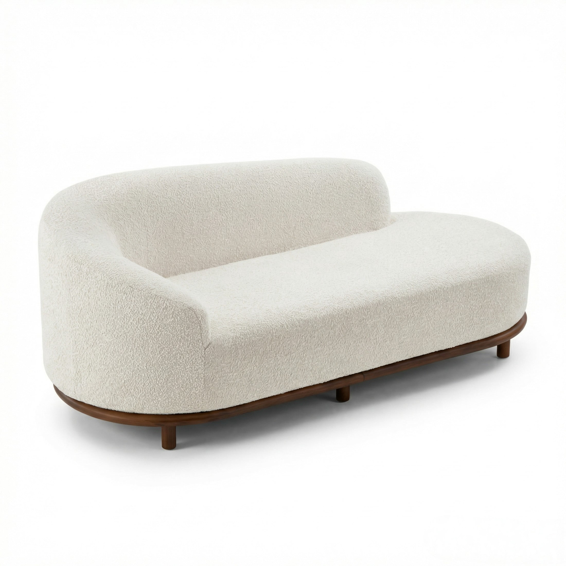 Christopher Knight Home Modern Boucle Chaise Lounge Sofa with 3 Seats, Solid Wood Frame, White