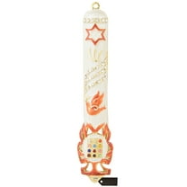 Matashi Hand-Painted Dove Mezuzah with Gold Accents and Crystal Star of David Decorative Doorpiece – Single Piece