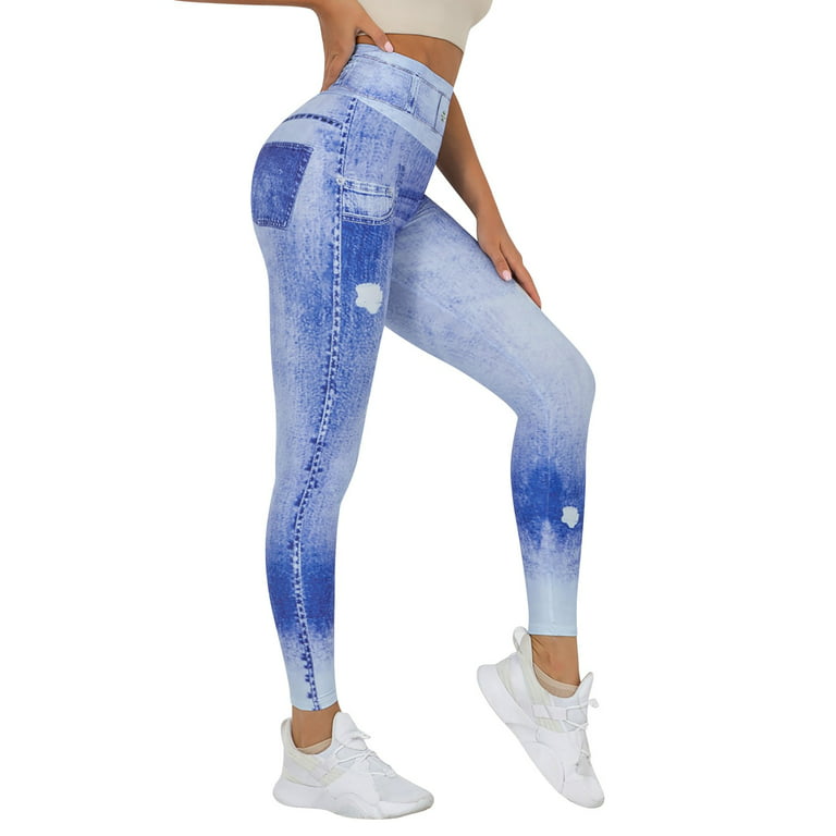 HSMQHJWE Tiktok Trend Items Yoga Shorts Women Long Women'S Denim Print  Jeans Look Like Leggings Stretchy High Waist Slim Skinny Jeggings Constantly  Varied Gear Gift Card 