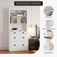 thumbnail image 7 of EastVita 71 Inch Tall Storage Cabinet Bookcase with 3 Drawers and 3-Tier Open Shelves, Wooden Bookshelf Storage Organizer, Pantry Sideboard for Living Room Study, 7 of 7