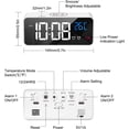 thumbnail image 2 of ZHAOCHENG Reloj despertador digital, reloj despertador LED con función de repetición, carga puertos USB (blanco), 2 of 5
