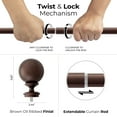 thumbnail image 3 of Deco Window 72 to 144 Inches 2 Pcs Adjustable Curtain Rod for Windows with Ball Finials & Bracket Set (Brown), 3 of 7