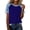 Blue, variant on Summer Tops for Women Casual Short Sleeve Round Neck Patchwork Blouse Shirt, White XL