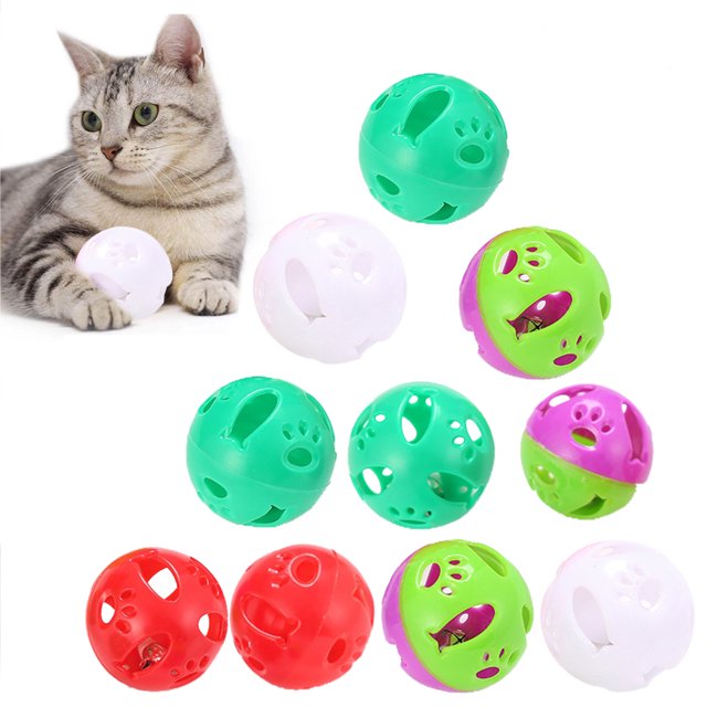 10PCS Cat Ball Toy Creative Hollow Fish Paw Decor Cat Bell Toy Kitten Toy Ball