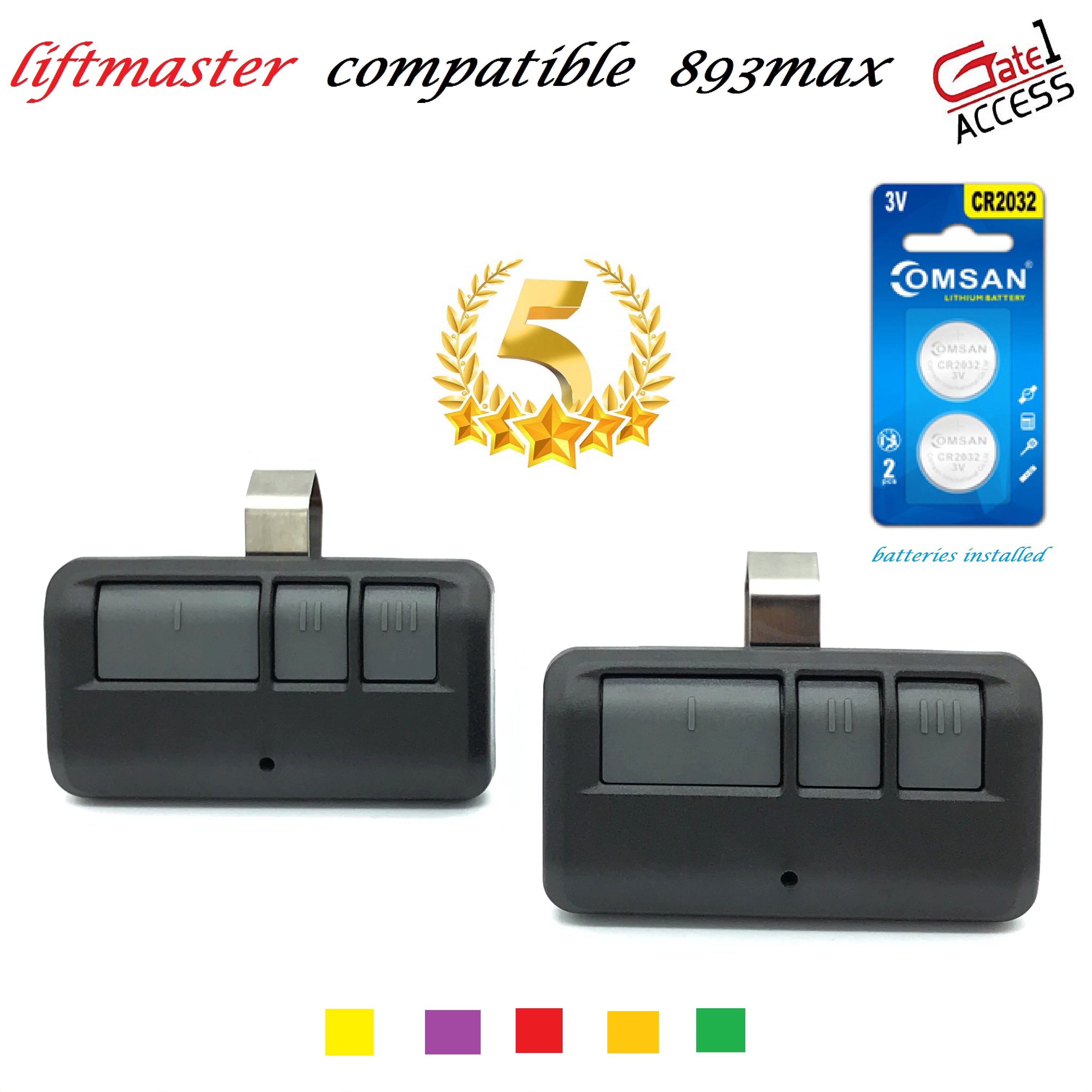 Gate1access 2 Pack For Liftmaster 893max Visor Style Garage Door Opener Remote Transmitter 81lm 371lm 373lm 891lm 893lm 971lm 973lm Walmart Com Walmart Com