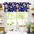 thumbnail image 3 of Gingerbread Man Valances for Windows Blue Winter Christmas Decoration Rod Pocket Curtain Valance Window Treatment Short Curtains for Kitchen Living Room, 60"x18", 3 of 5