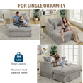 thumbnail image 4 of 47.7 Inch Oversize Sofa with Pillow and Ottoman, Corduroy Chaise Longue with Movable Footstool, Comfy Reclining Upholstered Chair Couch for Living Room, Light Gray, 4 of 7